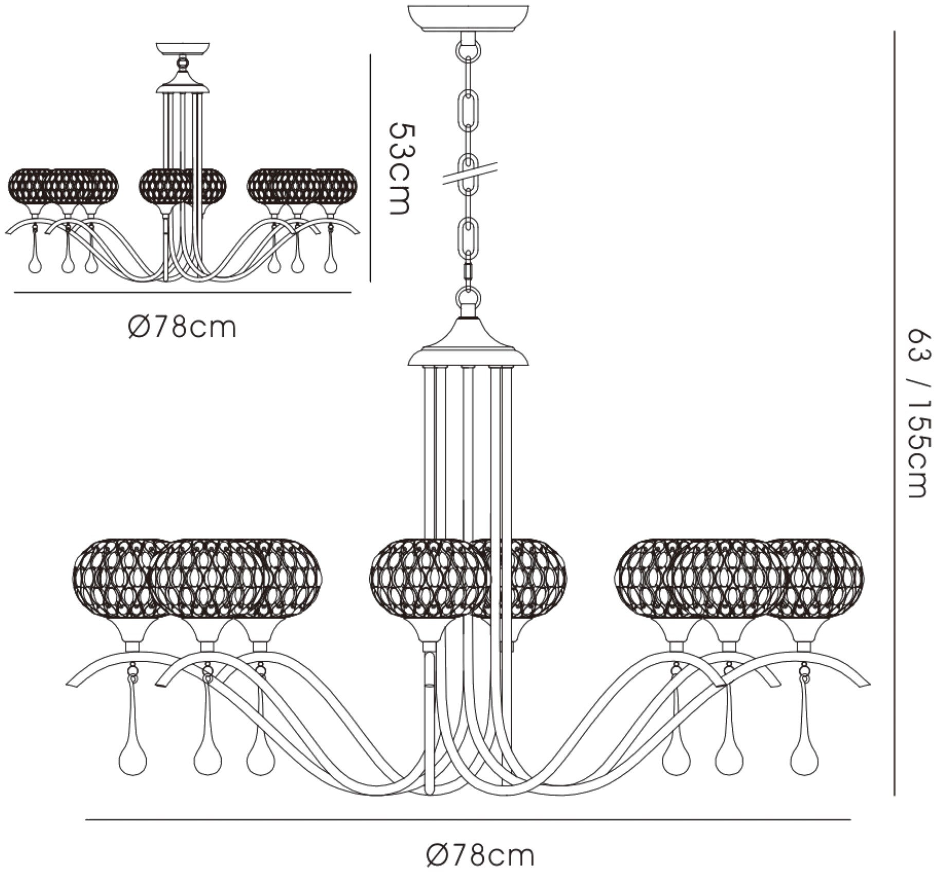 Chelsie Polished Chrome Ceiling Lights Diyas Multi Arm Fittings
